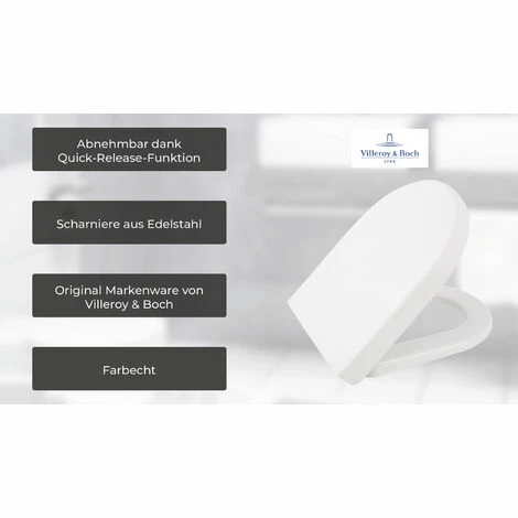 Villeroy & Boch WC-Sitz Subway | 9M55S101 | Toilettensitz mit Absenkautomatik | SoftClosing | Toilettendeckel abnehmbar | QuickRelease | Duroplast | Ovale Form | Edelstahl-Scharnier | Weiß | 56508 0 Villeroy & Boch WC-Sitz Subway | 9M55S101 | Toilettensitz Mit Absenkautomatik | SoftClosing | Toilettendeckel Abnehmbar | QuickRelease | Duroplast | Ovale Form | Edelstahl-Scharnier | Weiß | 56508 0 -VILLEROY & BOCH shop 20031672 3