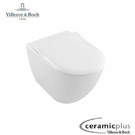 Villeroy & Boch Subway Urinal Mit Wand WC 2.0 Spülrandlos CeramicPlus & QuickRelease SoftClose Slim WC-Sitz, Weiß Alpin – Bild 3