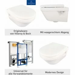 Villeroy & Boch Spülrandloses Wand-WC Set Omnia Architectura Directflush, Tiefspüler Spülrandlos Mit WC-Sitz, Waagerechtem Abgang, Wassersparsystem AQUAREDUCT, Weiß, 04721 0 -VILLEROY & BOCH shop 21507619 4
