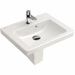 Villeroy & Boch Handwaschbecken Subway 2.0, 73154501 , Eckiger Waschtisch, Waschbecken Mit Ablagefläche, Für Gäste-Bad, 45 X 37 Cm, Weiß, 56554 7