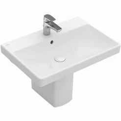 VILLEROY UND BOCH AG Villeroy & Boch Avento Waschtisch 415865, 650x470mm, 1 Hahnloch, Mit Überlauf, Farbe: Weiß Ceramicplus - 415865R1