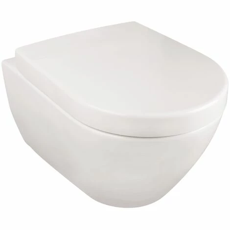 Villeroy & Boch Spülrandloses Wand-WC Set Subway 2.0, Tiefspüler spülrandlos mit WC-Sitz, waagerechtem Abgang, Schallschutz, Ausgleichsplatte, QuickRelease & SoftClosing Funktion, Weiß, 04591 9 Villeroy & Boch Spülrandloses Wand-WC Set Subway 2.0, Tiefspüler Spülrandlos Mit WC-Sitz, Waagerechtem Abgang, Schallschutz, Ausgleichsplatte, QuickRelease & SoftClosing Funktion, Weiß, 04591 9 -VILLEROY & BOCH shop 26286825 1