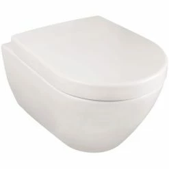 Villeroy & Boch Spülrandloses Wand-WC Set Subway, Tiefspüler Spülrandlos Mit WC-Sitz, Waagerechtem Abgang, QuickRelease & SoftClosing Funktion, Weiß, 04787 6