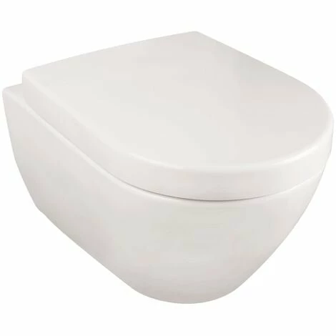 Villeroy & Boch Spülrandloses Wand-WC Set Subway, Tiefspüler Spülrandlos Mit WC-Sitz, Waagerechtem Abgang, QuickRelease & SoftClosing Funktion, Weiß, 04787 6 3 Villeroy & Boch Spülrandloses Wand-WC Set Subway, Tiefspüler Spülrandlos Mit WC-Sitz, Waagerechtem Abgang, QuickRelease & SoftClosing Funktion, Weiß, 04787 6