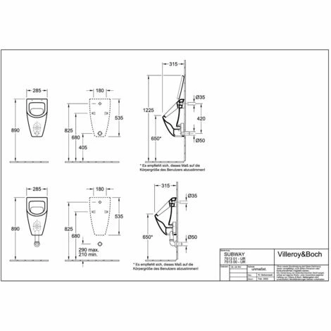 Villeroy & Boch Subway Keramik Absaug Urinal mit Deckel Villeroy & Boch Subway Keramik Absaug Urinal Mit Deckel -VILLEROY & BOCH shop 28496239 5