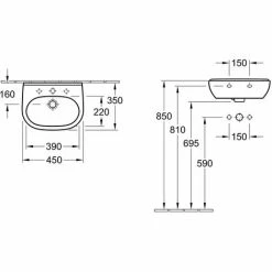Villeroy & Boch O.Novo Handwaschbecken Compact Mit Hahnloch Mit Überlauf 450x350 Mm, Weiss 4 Villeroy & Boch O.Novo Handwaschbecken Compact Mit Hahnloch Mit Überlauf 450x350 Mm, Weiss -VILLEROY & BOCH shop 55341829 3