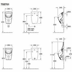 Villeroy & Boch O.novo Absaug-Urinal, Zulauf Verdeckt, Weiß -VILLEROY & BOCH shop 55341847 3