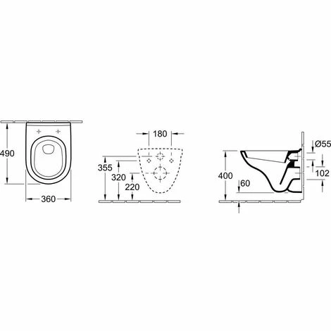 Villeroy & Boch O.novo Wand-Tiefspül-WC Compact mit Spülrand 49 cm, mit CeramicPlus Villeroy & Boch O.novo Wand-Tiefspül-WC Compact Mit Spülrand 49 Cm, Mit CeramicPlus -VILLEROY & BOCH shop 56342623 3
