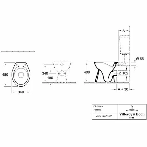 Villeroy & Boch O.novo Tiefspül-WC Spülrandlos, Bodenstehend, Mit DirectFlush 4 Villeroy & Boch O.novo Tiefspül-WC Spülrandlos, Bodenstehend, Mit DirectFlush – Bild 2