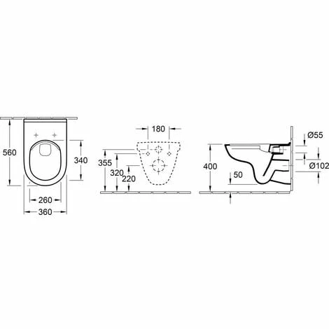 Villeroy & Boch O.novo Wand-Tiefspül-WC ohne Spülrand, weiß, 360x560 mm, CeramicPlus Villeroy & Boch O.novo Wand-Tiefspül-WC Ohne Spülrand, Weiß, 360x560 Mm, CeramicPlus -VILLEROY & BOCH shop 58580369 2