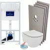 Villeroy & Boch Pack WC-Gestell + Ideal Standard WC-Becken TESI AquaBlade Spülrandlos + Platte Weiß + Verkleidungsset (ViConnectTesi-2-sabo-DE)