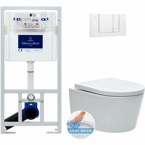 Villeroy & Boch Pack WC Stützrahmen + WC Swiss Aqua Technologies ohne Flansch und unsichtbare Befestigungen + Weiße Platte (ViConnectSATrimless- Villeroy & Boch Pack WC Stützrahmen + WC Swiss Aqua Technologies Ohne Flansch Und Unsichtbare Befestigungen + Weiße Platte (ViConnectSATrimless- -VILLEROY & BOCH shop 60072388 1