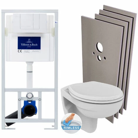 Villeroy & Boch Einbau-WC-Pack + Porcher-WC Ohne Flansch + WC-Deckel + Weiße Platte + Verkleidungsset (ViConnectPorcher-2-sabo-DE) 3 Villeroy & Boch Einbau-WC-Pack + Porcher-WC Ohne Flansch + WC-Deckel + Weiße Platte + Verkleidungsset (ViConnectPorcher-2-sabo-DE)