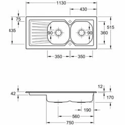Villeroy & Boch Nestor Plus Set Einbauspüle 113 X 51,5 Cm 2 Becken, Umkehrbare Abtropffläche + Spültischbatterie Mit Schwenkarm, 2 Düsen 4 Villeroy & Boch Nestor Plus Set Einbauspüle 113 X 51,5 Cm 2 Becken, Umkehrbare Abtropffläche + Spültischbatterie Mit Schwenkarm, 2 Düsen -VILLEROY & BOCH shop 68147287 3