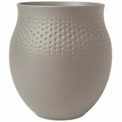 Villeroy & Boch Manufacture Collier Taupe Vase Perle Groß