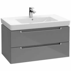 Villeroy & Boch Subway 2.0 Waschtischunterschrank Mit 2 Auszügen 78,7 Cm Black Matt Lacquer Silberfarbig Matt