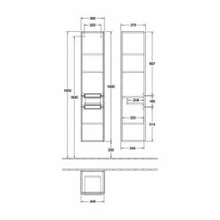 Villeroy & Boch Subway 2.0 Hochschrank Mit 2 Türen Links Black Matt Chromfarbig Glänzend Mit Schublade
