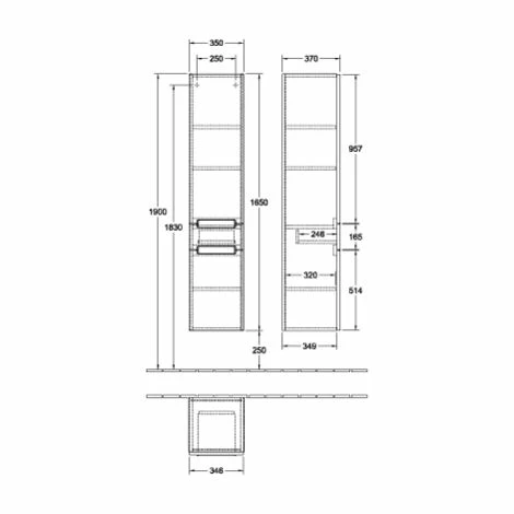 Villeroy & Boch Subway 2.0 Hochschrank Mit 2 Türen Links Black Matt Chromfarbig Glänzend Mit Schublade 3 Villeroy & Boch Subway 2.0 Hochschrank Mit 2 Türen Links Black Matt Chromfarbig Glänzend Mit Schublade