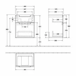 Villeroy & Boch Subway 2.0 Waschtischunterschrank XXL Mit 2 Auszügen 48,5 Cm Soft Grey Chromfarbig Glänzend