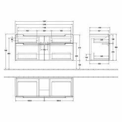 Villeroy & Boch Subway 2.0 Waschtischunterschrank XXL Mit 4 Auszügen Black Matt Lacquer Silberfarbig Matt
