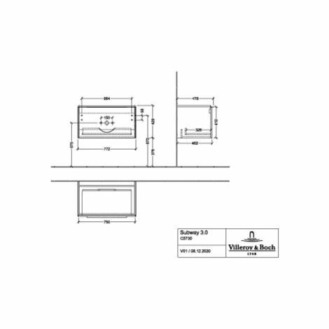 Villeroy & Boch Subway 3.0 Waschtischunterschrank 772mm mit 1 Auszug Graphite Mit Beleuchtung Aluminium Glänzend Villeroy & Boch Subway 3.0 Waschtischunterschrank 772mm Mit 1 Auszug Graphite Mit Beleuchtung Aluminium Glänzend -VILLEROY & BOCH shop 71070216 1