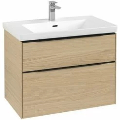 Villeroy & Boch Subway 3.0 Waschtischunterschrank 772mm XL Mit 2 Auszügen Nordic Oak Mit Beleuchtung Volcano Black -VILLEROY & BOCH shop 71070274 3