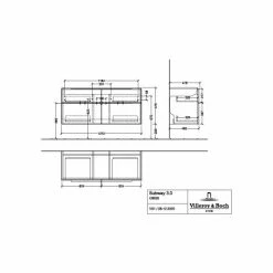Villeroy & Boch Subway 3.0 Waschtischunterschrank XL 1272mm Mit 4 Auszügen Nordic Oak Ohne Beleuchtung Aluminium Glänzend