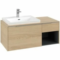 Villeroy & Boch Subway 3.0 Waschtischunterschrank 1001mm Mit 2 Auszügen Und Regalelement Nordic Oak Waschtisch Links/Regalelement Rechts Mit Beleuchtung Aluminium Glänzend -VILLEROY & BOCH shop 71070277 3