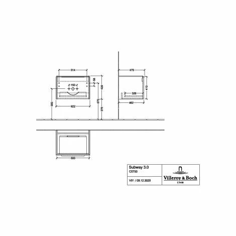 Villeroy & Boch Subway 3.0 Waschtischunterschrank 622mm mit 1 Auszug Volcano Black Mit Beleuchtung Aluminium Glänzend Villeroy & Boch Subway 3.0 Waschtischunterschrank 622mm Mit 1 Auszug Volcano Black Mit Beleuchtung Aluminium Glänzend -VILLEROY & BOCH shop 71070287 1