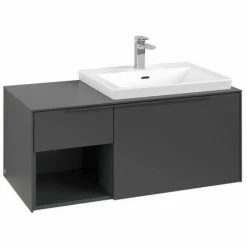 Villeroy & Boch Subway 3.0 Waschtischunterschrank 1001mm Mit 2 Auszügen Und Regalelement Einfarbig Graphite Waschtisch Rechts/Regalelement Links Mit Beleuchtung -VILLEROY & BOCH shop 71070306 3