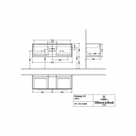 Villeroy & Boch Subway 3.0 Waschtischunterschrank 1272mm Mit 2 Auszügen Einfarbig Taupe Ohne Beleuchtung 5 Villeroy & Boch Subway 3.0 Waschtischunterschrank 1272mm Mit 2 Auszügen Einfarbig Taupe Ohne Beleuchtung – Bild 3
