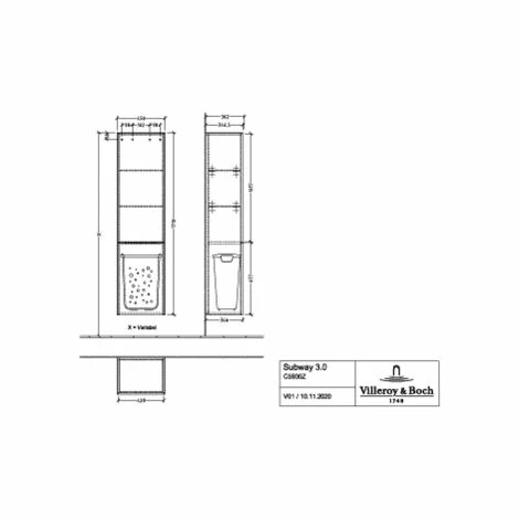 Villeroy & Boch Subway 3.0 Hochschrank mit 1 Tür und 1 Wäscheklappe Rechts Brilliant White Volcano Black Villeroy & Boch Subway 3.0 Hochschrank Mit 1 Tür Und 1 Wäscheklappe Rechts Brilliant White Volcano Black -VILLEROY & BOCH shop 71263369 1