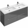 Villeroy & Boch Subway 2.0 Waschtischunterschrank XL Mit 4 Auszügen Für Doppelwaschtisch Truffle Grey Silberfarbig Matt