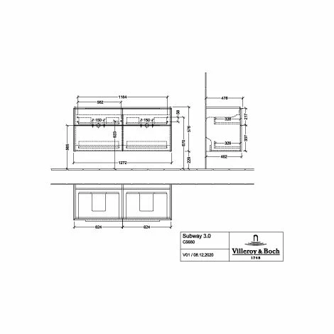 Villeroy & Boch Subway 3.0 Waschtischunterschrank XL 1272mm mit 4 Auszügen für Doppelwaschtisch Volcano Black Ohne Beleuchtung Volcano Black Villeroy & Boch Subway 3.0 Waschtischunterschrank XL 1272mm Mit 4 Auszügen Für Doppelwaschtisch Volcano Black Ohne Beleuchtung Volcano Black -VILLEROY & BOCH shop 71263751 1