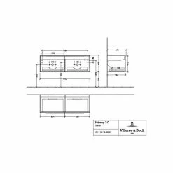 Villeroy & Boch Subway 3.0 Waschtischunterschrank 1272mm Mit 2 Auszügen Für Doppelwaschtisch Volcano Black Ohne Beleuchtung Aluminium Glänzend