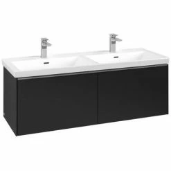 Villeroy & Boch Subway 3.0 Waschtischunterschrank 1272mm Mit 2 Auszügen Für Doppelwaschtisch Volcano Black Ohne Beleuchtung Aluminium Glänzend -VILLEROY & BOCH shop 71263832 3