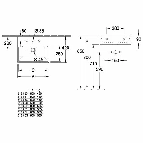 Villeroy & Boch Memento Waschtisch mit Hahnloch 60 cm Ungeschliffen Mit CeramicPlus Beschichtung Villeroy & Boch Memento Waschtisch Mit Hahnloch 60 Cm Ungeschliffen Mit CeramicPlus Beschichtung -VILLEROY & BOCH shop 71356886 2