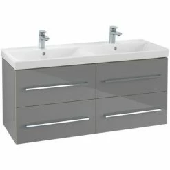 Villeroy & Boch Avento Waschtischunterschrank Mit 4 Auszügen Für Doppelwaschtisch Crystal Black