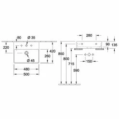 Villeroy & Boch Memento 2.0 Waschtisch 50 Cm Geschliffen Mit Hahnloch Ohne Überlauf Weiß Alpin Ohne Beschichtung