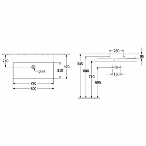 Villeroy & Boch Memento 2.0 Waschtisch 80 cm Ohne Hahnloch Ohne Überlauf Graphite Ungeschliffen Mit CeramicPlus Beschichtung Villeroy & Boch Memento 2.0 Waschtisch 80 Cm Ohne Hahnloch Ohne Überlauf Graphite Ungeschliffen Mit CeramicPlus Beschichtung -VILLEROY & BOCH shop 71357013 1