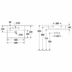 Villeroy & Boch Memento 2.0 Waschtisch 60 Cm Mit 1 Hahnloch Ohne Überlauf Weiß Alpin Ungeschliffen Ohne Beschichtung