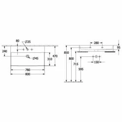 Villeroy & Boch Memento 2.0 Waschtisch 80 Cm Mit 1 Hahnloch Ohne Überlauf Graphite Geschliffen Mit CeramicPlus Beschichtung
