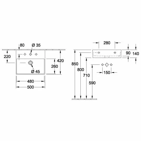 Villeroy & Boch Memento 2.0 Waschtisch 50 cm ungeschliffen Mit 1 Hahnloch Ohne Überlauf Weiß Alpin Ohne Beschichtung Villeroy & Boch Memento 2.0 Waschtisch 50 Cm Ungeschliffen Mit 1 Hahnloch Ohne Überlauf Weiß Alpin Ohne Beschichtung -VILLEROY & BOCH shop 71383449 1