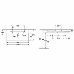 Villeroy & Boch Memento 2.0 Waschtisch 100 Cm Ungeschliffen Mit 2 Hahnlöchern Ohne Überlauf Graphite Mit CeramicPlus Beschichtung
