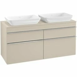 Villeroy & Boch Venticello Waschtischunterschrank XXL 1257mm Mit 4 Auszügen Für 2 Aufsatzwaschtische Soft Grey Chrom -VILLEROY & BOCH shop 71489355 3