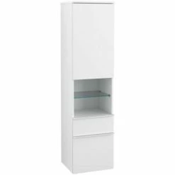 Villeroy & Boch Venticello Hochschrank Mit 1 Tür, 2 Auszügen Und 1 Offenem Fach Mittig Links White Matt Weiß -VILLEROY & BOCH shop 71489414 2