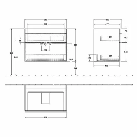 Villeroy & Boch Venticello Waschtischunterschrank XL Mit 2 Auszügen 75,3 Cm Kansas Oak Copper 3 Villeroy & Boch Venticello Waschtischunterschrank XL Mit 2 Auszügen 75,3 Cm Kansas Oak Copper
