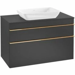 Villeroy & Boch Venticello Waschtischunterschrank XXL Mit 2 Auszügen Für Aufsatzwaschtisch 95,7 Cm Black Matt Lacquer Copper -VILLEROY & BOCH shop 71489502 3