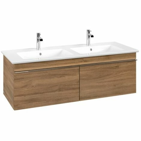Villeroy & Boch Venticello Waschtischunterschrank 1253mm Mit 2 Auszügen Für Doppelwaschtisch Kansas Oak Chrom 5 Villeroy & Boch Venticello Waschtischunterschrank 1253mm Mit 2 Auszügen Für Doppelwaschtisch Kansas Oak Chrom – Bild 3