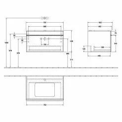 Villeroy & Boch Venticello Waschtischunterschrank Mit 1 Auszug Für Aufsatzwaschtisch 75,7 Cm Glossy Grey Copper